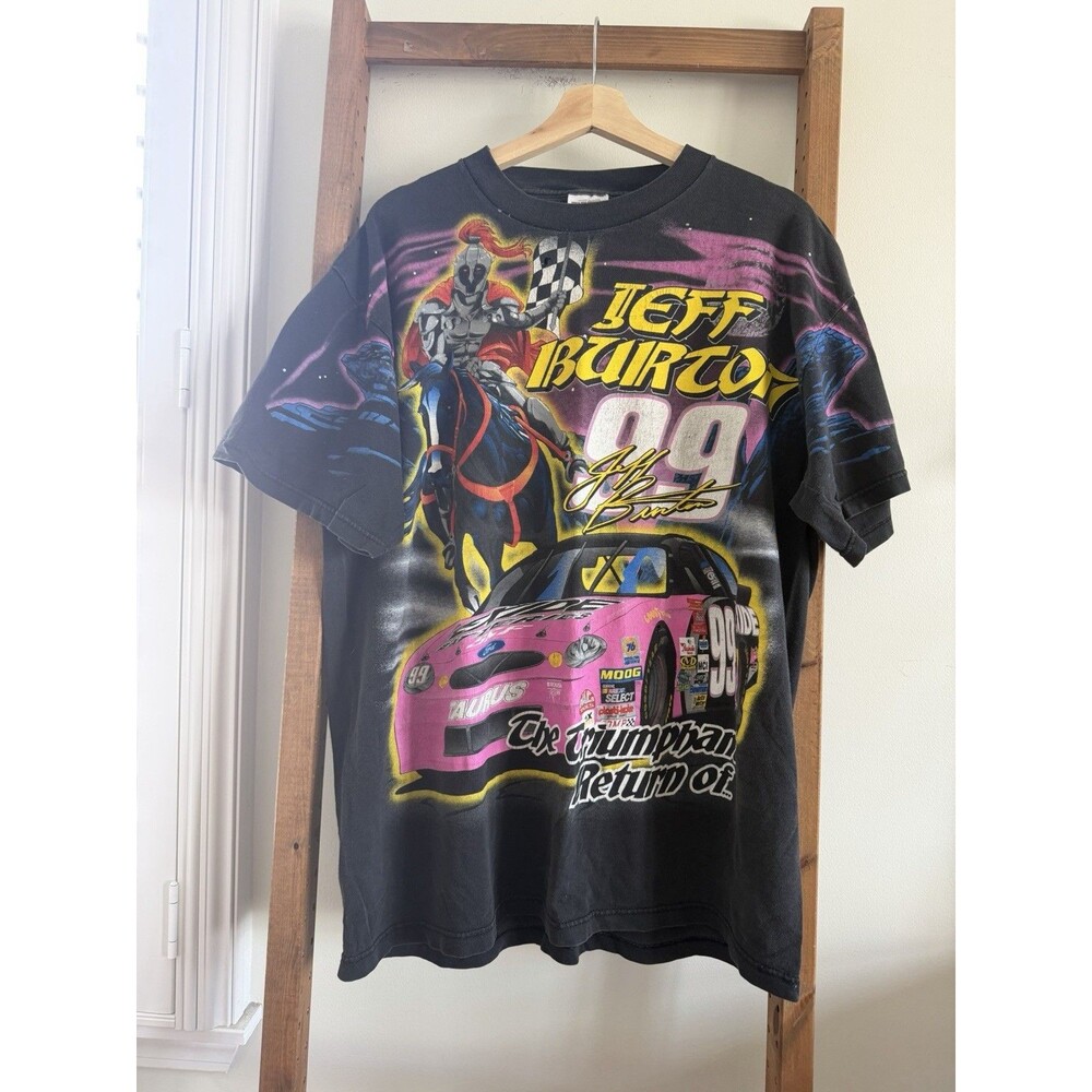 VTG Rare NASCAR #99 Jeff Burton The Track Master All Over Print T Shirt Men’s XL